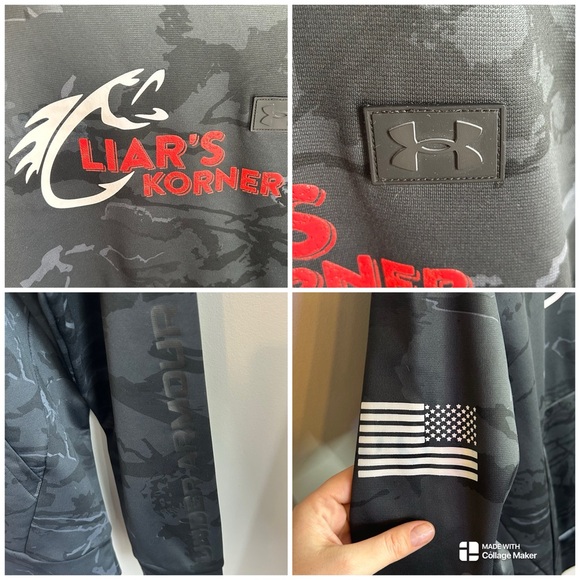 Under Armour Grey and Black Camo Liars Korner Hoodie Hooded Sweatshirt Size M - Picture 8 of 8